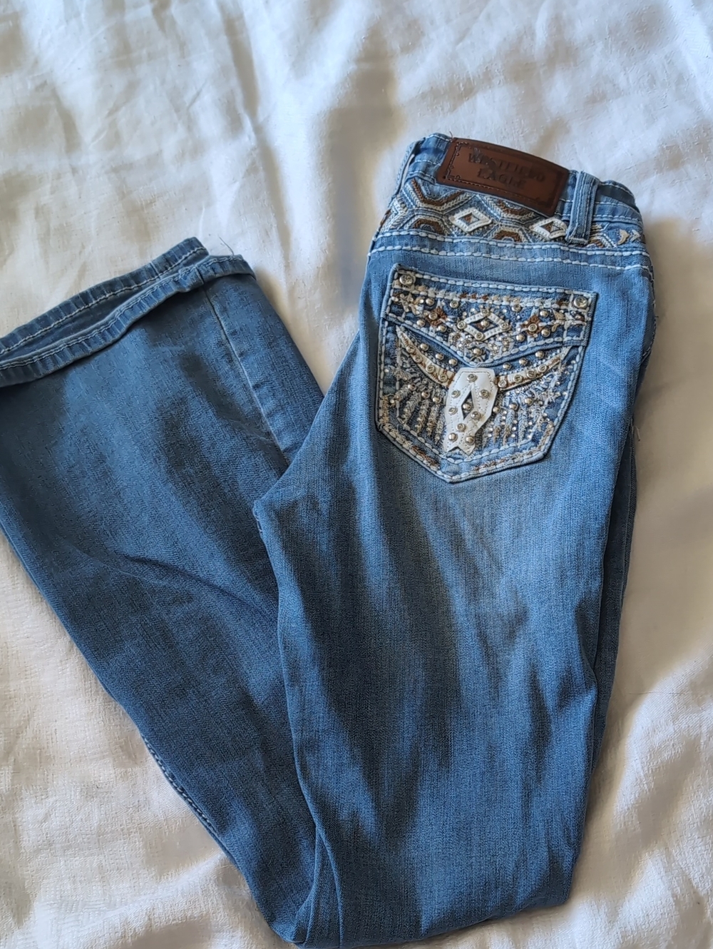 Embellished Light Blue Women's Jeans - westfield eagle